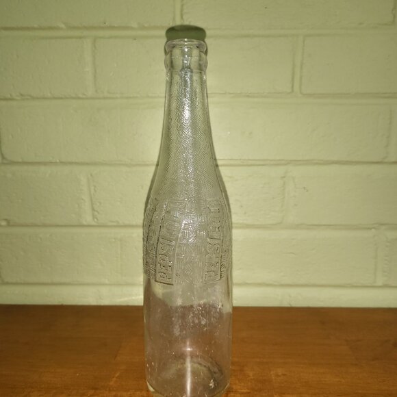 Vintage PEPSI Cola Glass Bottle 12 Fl Oz Clear Empty Embossed Logo All Over T3 - Picture 2 of 6